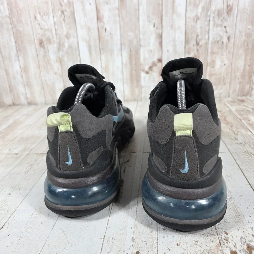 Nike Air Max 270 React Mens 9.5 Grey Black Blue Sneakers CI3866-001